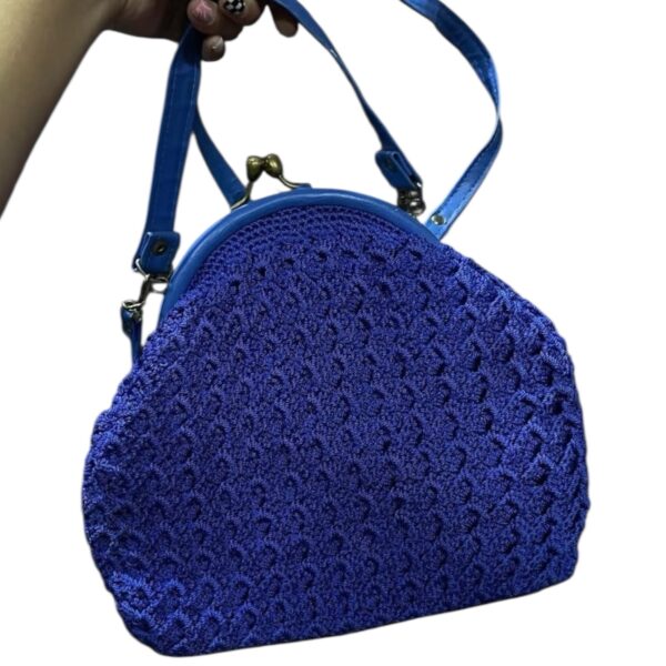 Vintage Blue Knitted Purse - Image 2