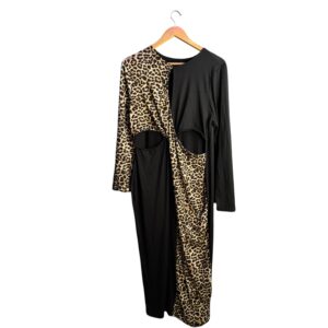 Vestido Negro con Leopardo Talla Large